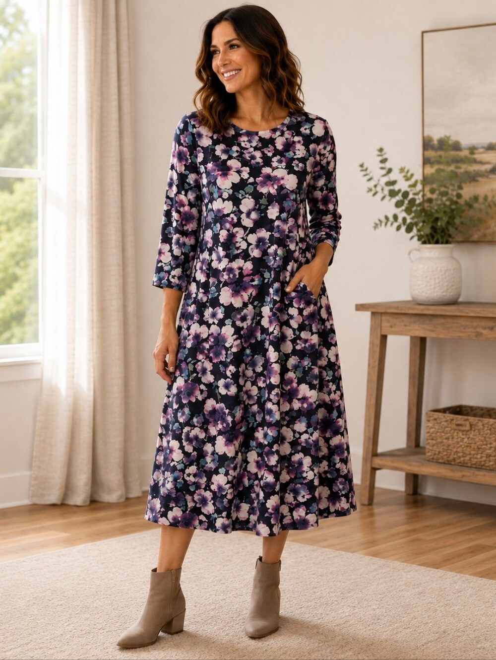 NWOT Elle Mara Soft Dress with Bateau Neckline Size Small  T5